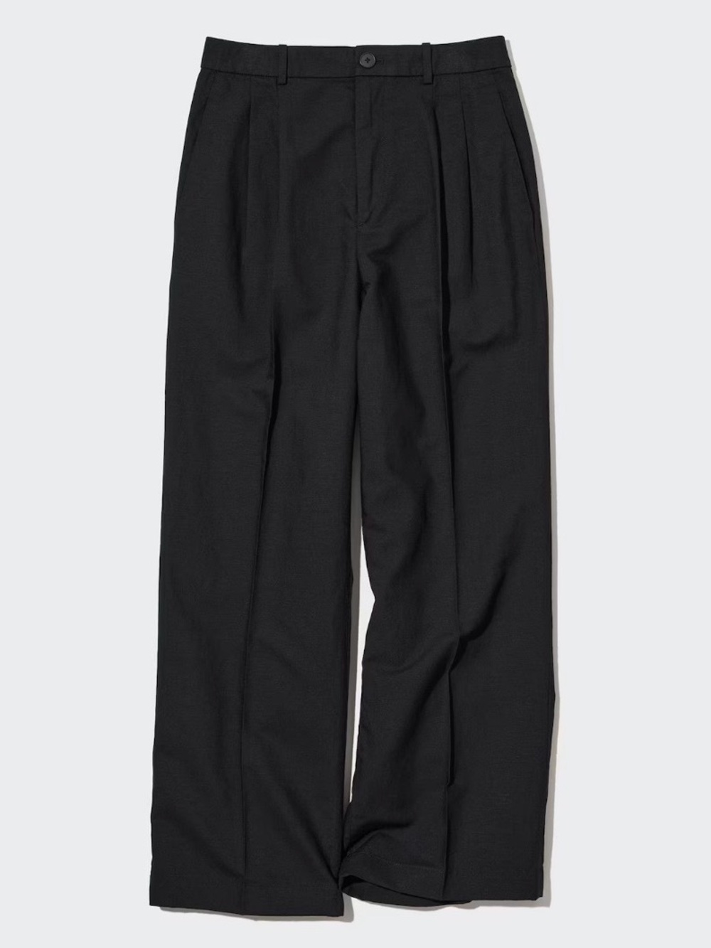 Uniqlo Linen Blend Pleated Trouser Pants S Black Career Classic